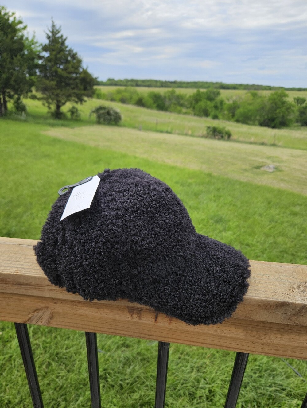 New Faux Shearling Baseball Cap Black One Size Adjustable Winter Fuzzy Hat